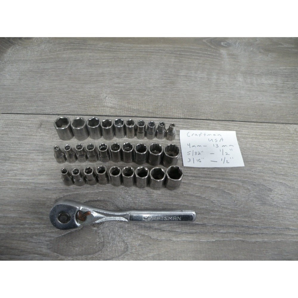 Craftsman USA Ratchet Socket Set Sae Metric 4mm-13mm 5/32-1/2 Deep Standard